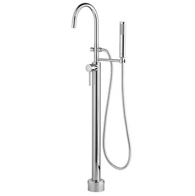 DXV Equility® Round Floor Mount Bathtub Filler with Hand Shower and Lever Handle