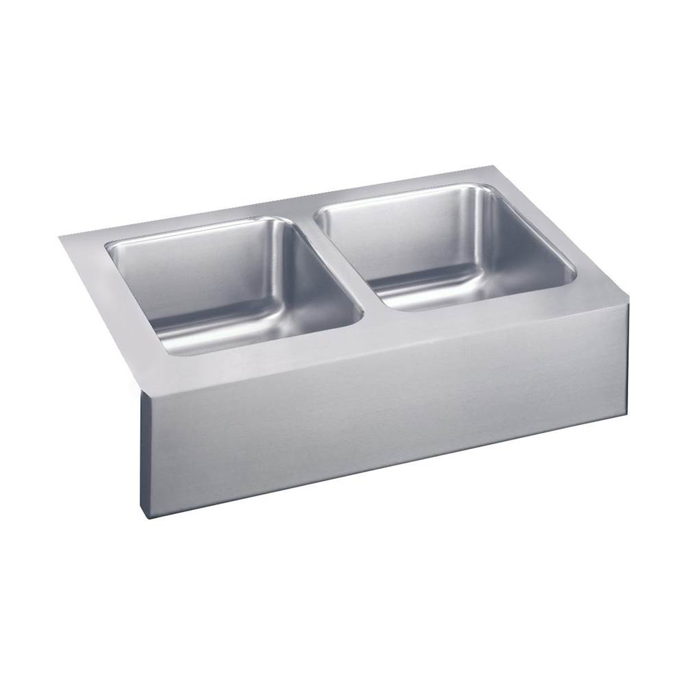 Elkay Lustertone Classic Stainless Steel 33'' x 20-1/2'' x 10'', Equal 0-Hole Double Bowl Farmhouse Sink