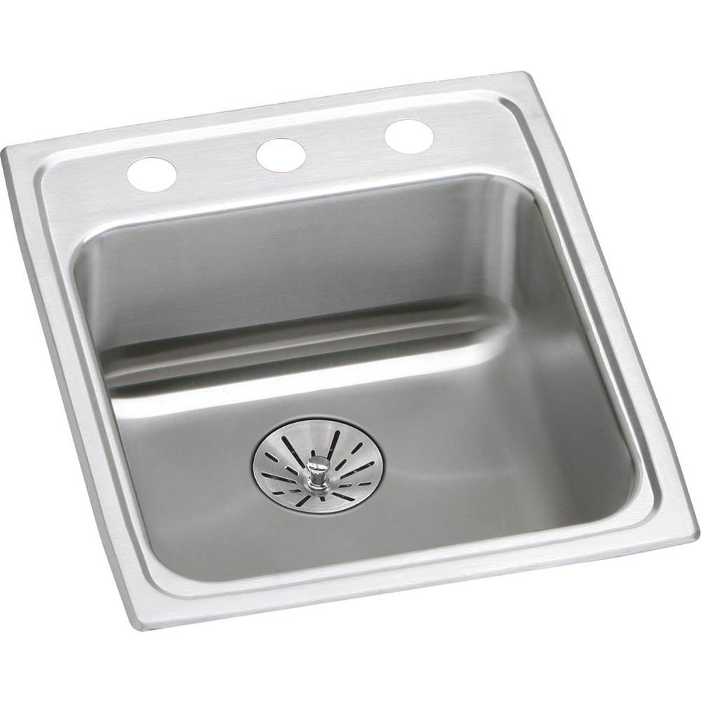 Elkay Lustertone Classic Stainless Steel 17'' x 20'' x 6-1/2'', 3-Hole Single Bowl Drop-in ADA Sink with Perfect Drain