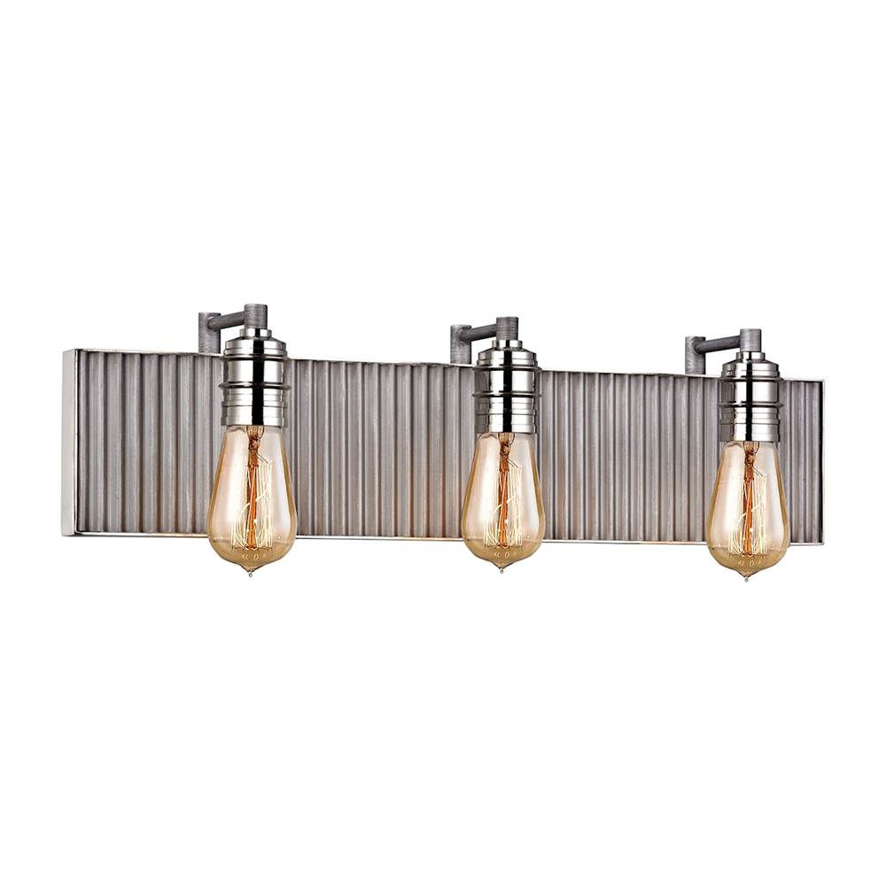 Elk Lighting Corrugated Steel 24'' Wide 3-Light Vanity Light - Polished Nickel