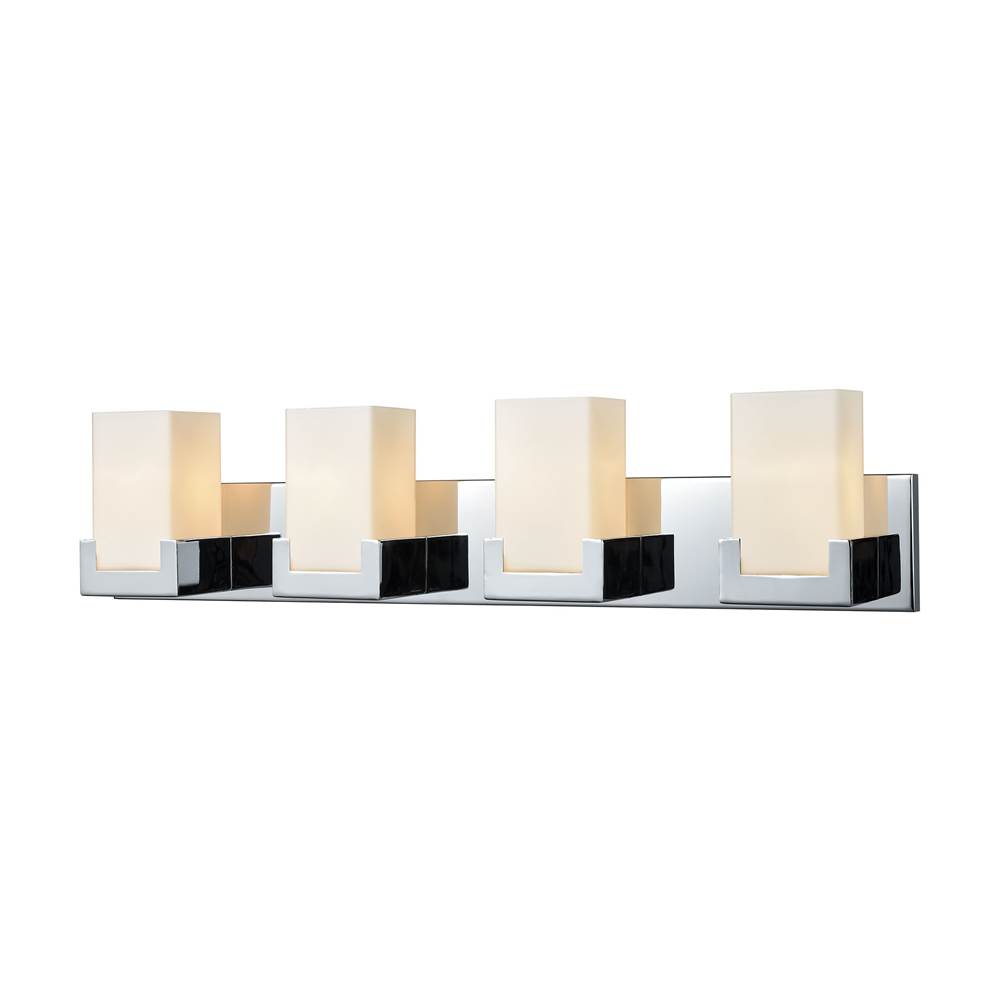 Elk Lighting Balcony 4-Light Vanity Sconce in Polished Chrome With Opal White Glass