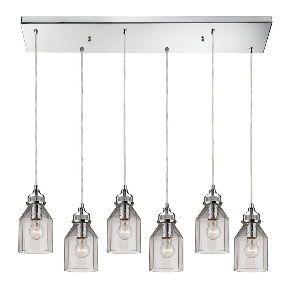 Elk Lighting Danica 30'' Wide 6-Light Pendant - Polished Chrome with Clear Glass