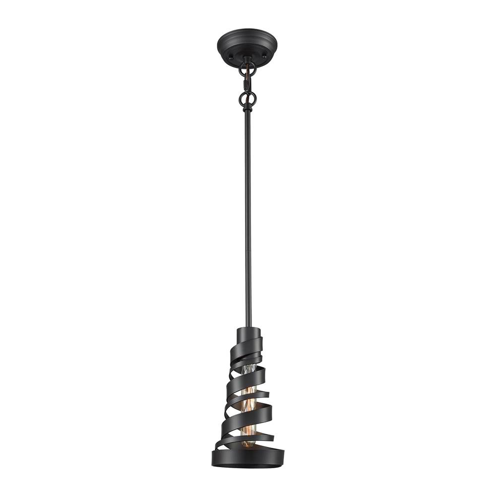 Elk Lighting Zabrina 1-Light Mini Pendant in Oil Rubbed Bronze with Metal Shade - Includes Adapter Kit