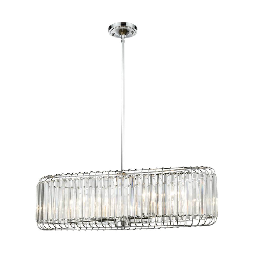 Elk Lighting Beaumont 6-Light Linear Chandelier in Polished Chrome With Clear Crystal