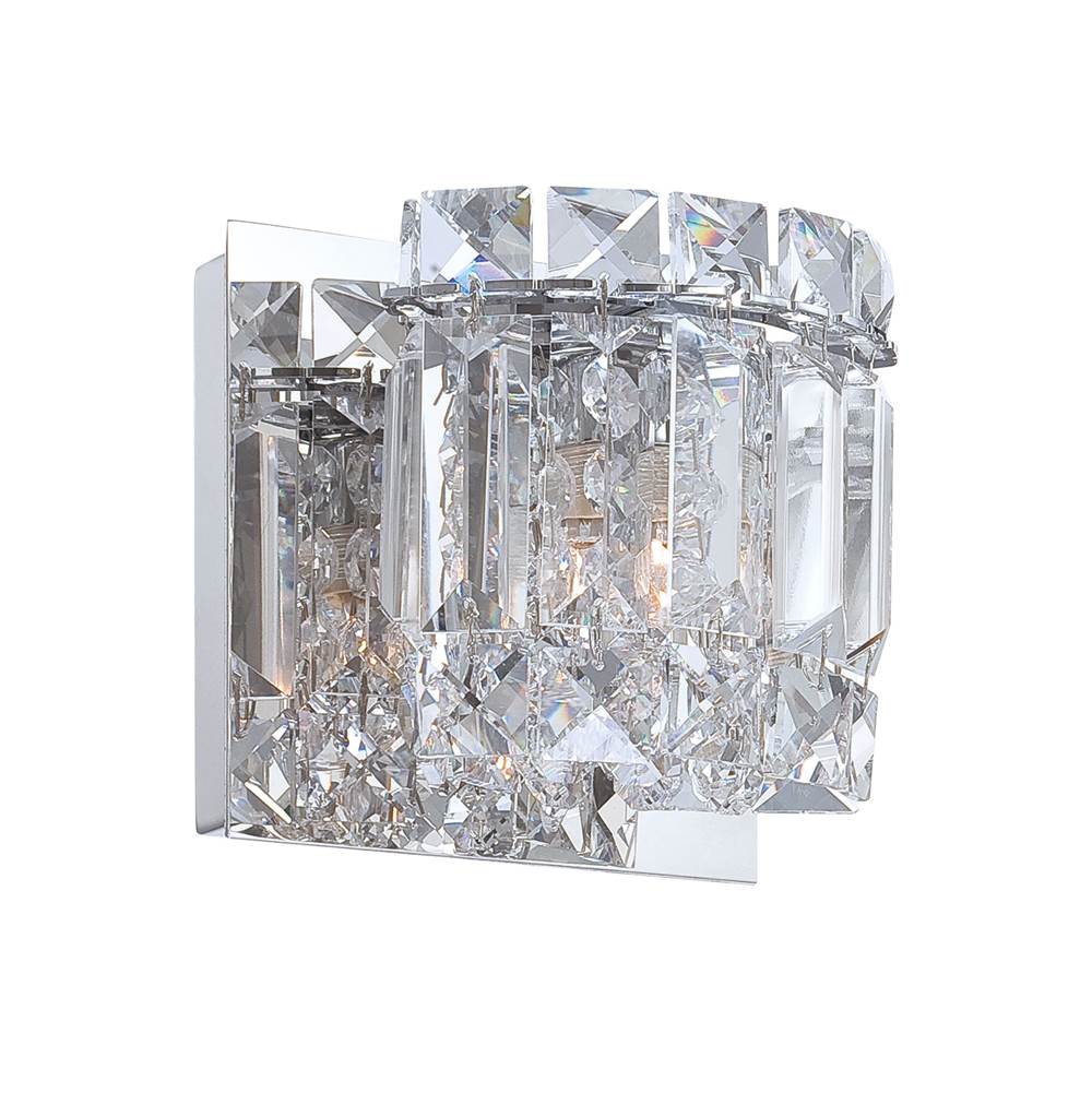 Elk Lighting Dutchess 1-Light Vanity Sconce in Chrome With Clear Crystal Strand Shade