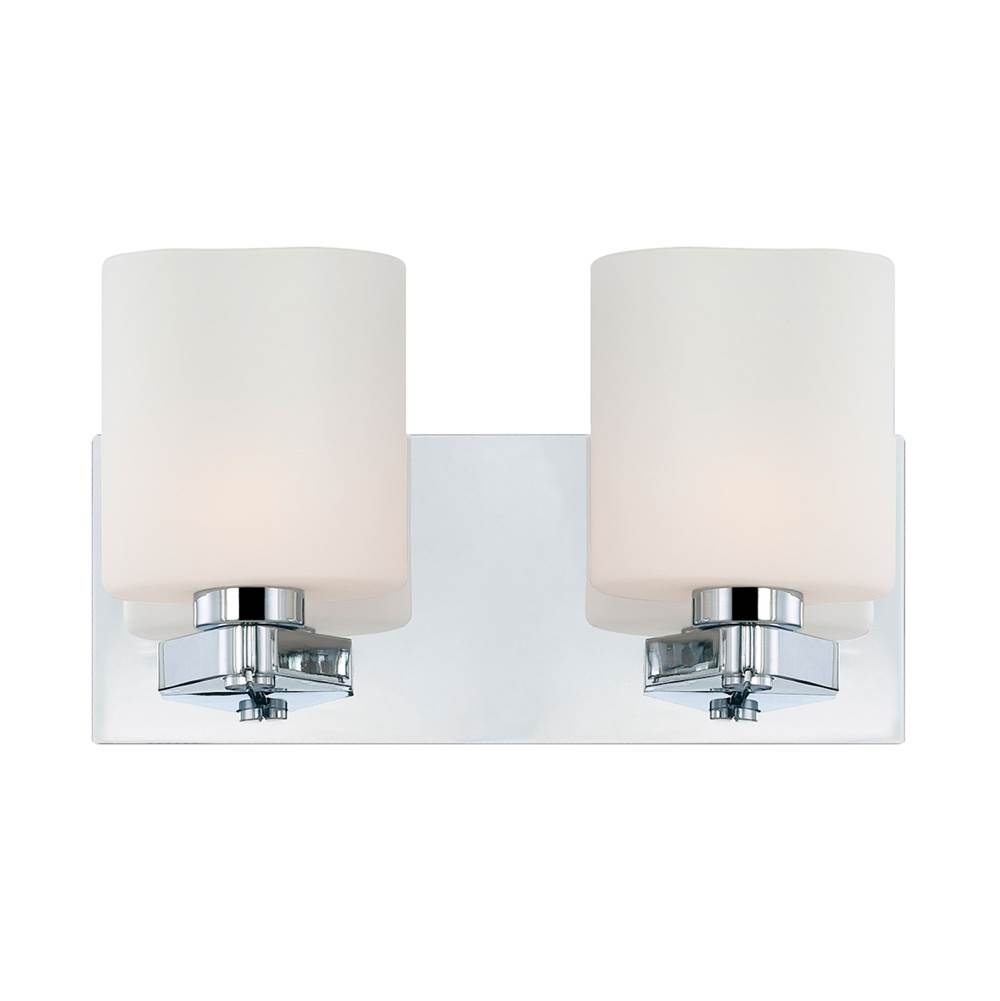 Elk Lighting Embro 2-Light Vanity Lamp in Chrome With Oval White Opal Glass