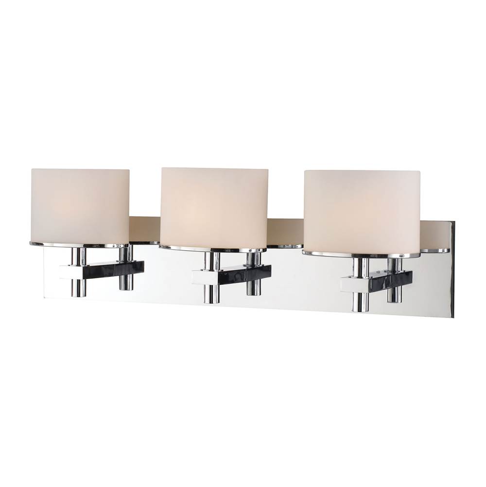 Elk Lighting Ombra 3-Light Vanity Wall Lamp in Polished Nickel and White Opal Glass