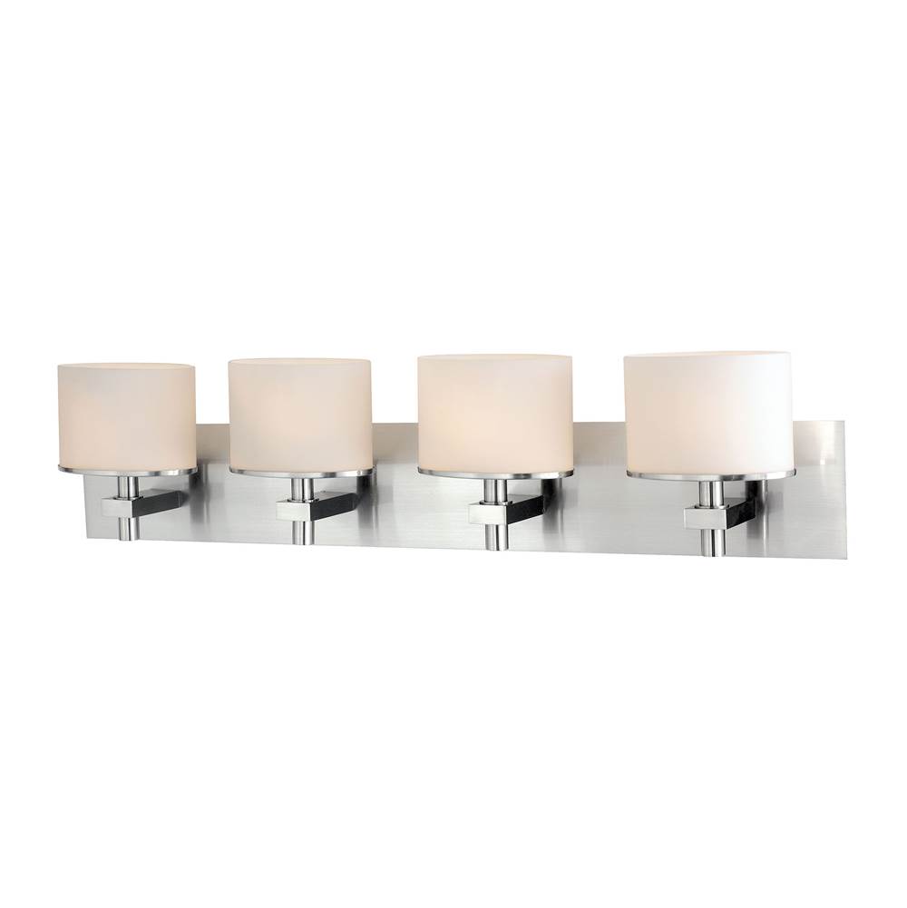 Elk Lighting Ombra 4-Light Vanity Wall Lamp in Polished Nickel and White Opal Glass