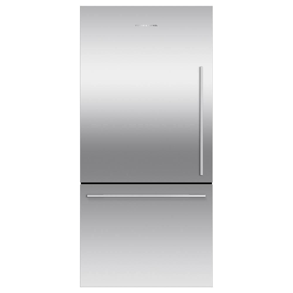 Fisher & Paykel 32'' Bottom Mount Refrigerator Freezer, Stainless Steel, 17.1 cu ft, Non Ice & Water, Counter Depth, Left Hinge, Contemporary Square Handle
