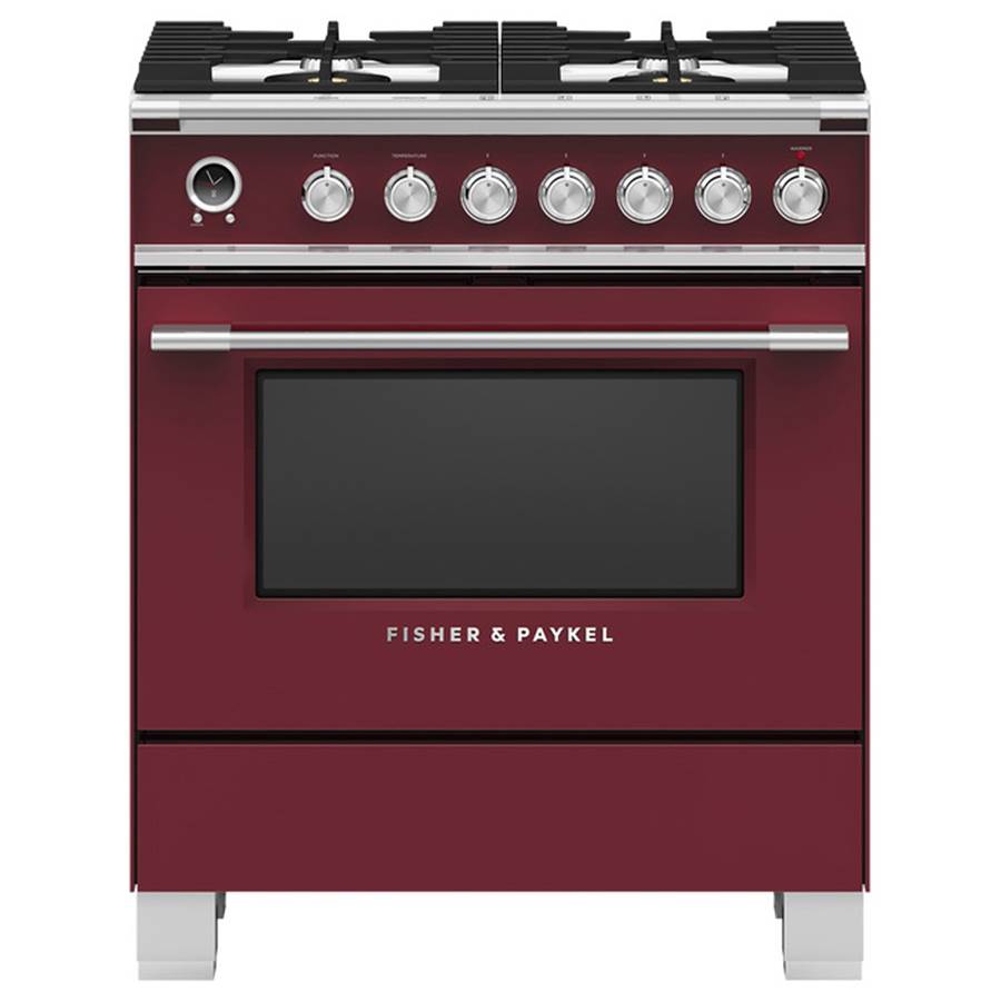 Fisher & Paykel 30'' Range, 4 Burners, Self-cleaning, Red