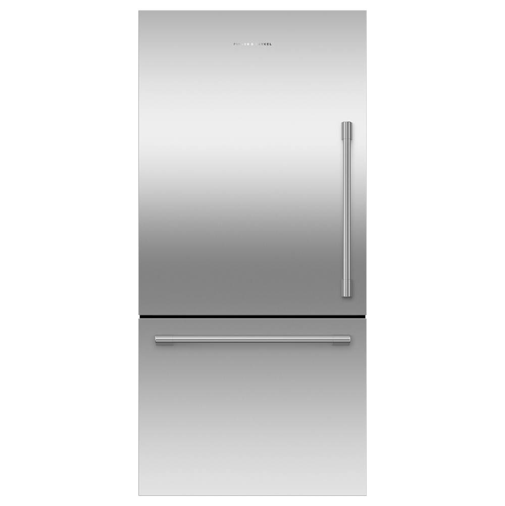 Fisher & Paykel 32'' Bottom Mount Refrigerator Freezer, Stainless Steel, 17.1 cu ft, Ice Only, Counter Depth, Left Hinge, Professional Round Flush Handle