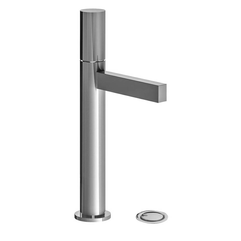 Franz Viegener Tall Vessel Height, Single Handle Luxury Lavatory Set, Plain Cylinder Handle, With Push-Down Pop-Up Drain Assembly (No Lift Rod)