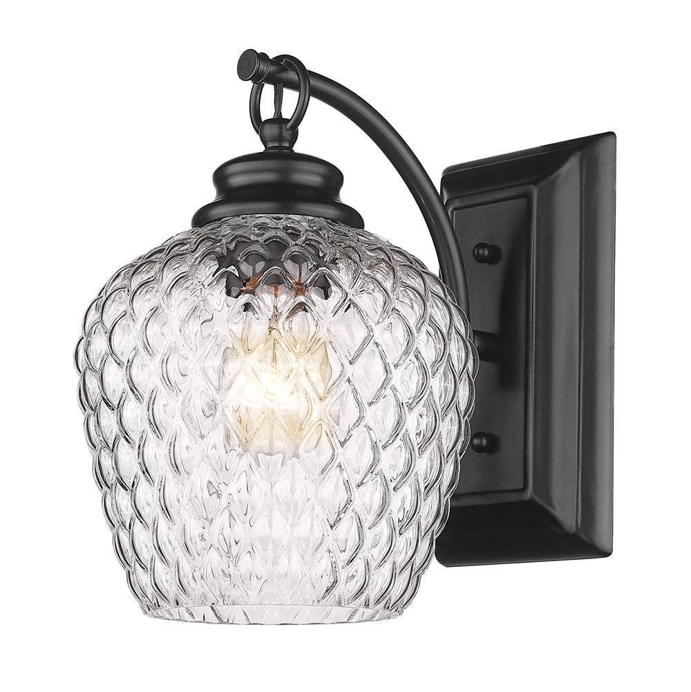 Golden Lighting Adeline 1 Light Wall Sconce in Matte Black with Clear Glass Shade