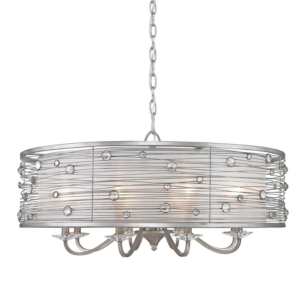 Golden Lighting Joia 8 Light Chandelier in Peruvian Silver with Sterling Mist Shade