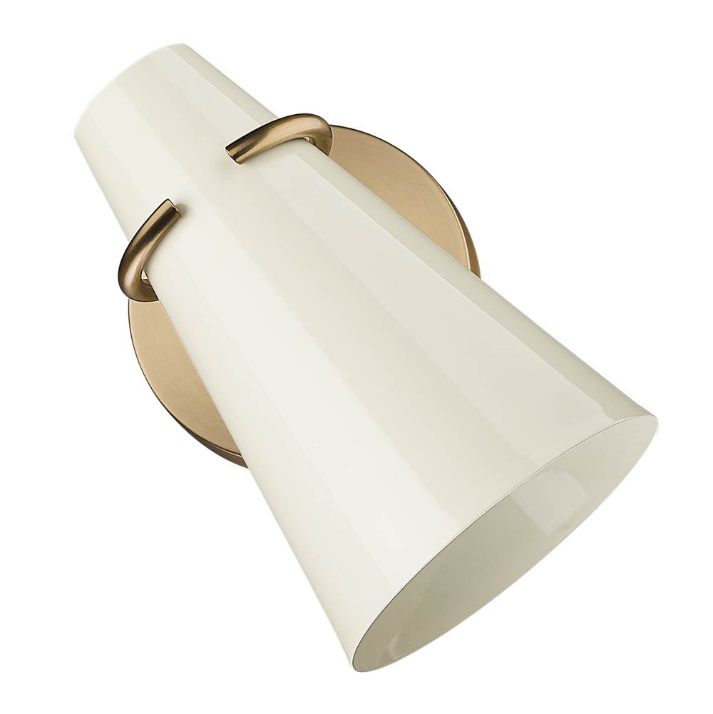 Golden Lighting Reeva 1 Light Wall Sconce in Modern Brass with Glossy Ecru Shade
