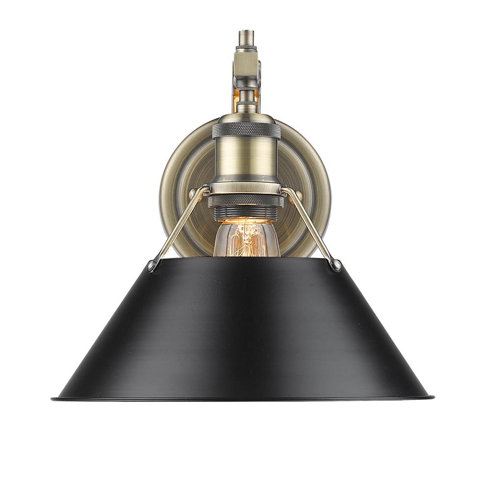 Golden Lighting Orwell AB 1 Light Wall Sconce in Aged Brass with a Matte Black Shade