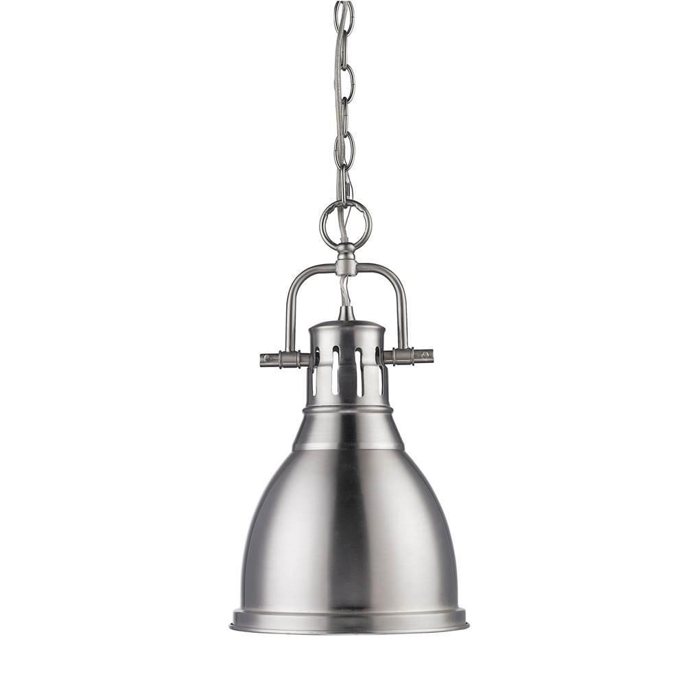 Golden Lighting Duncan Small Pendant with Chain in Pewter with a Pewter Shade