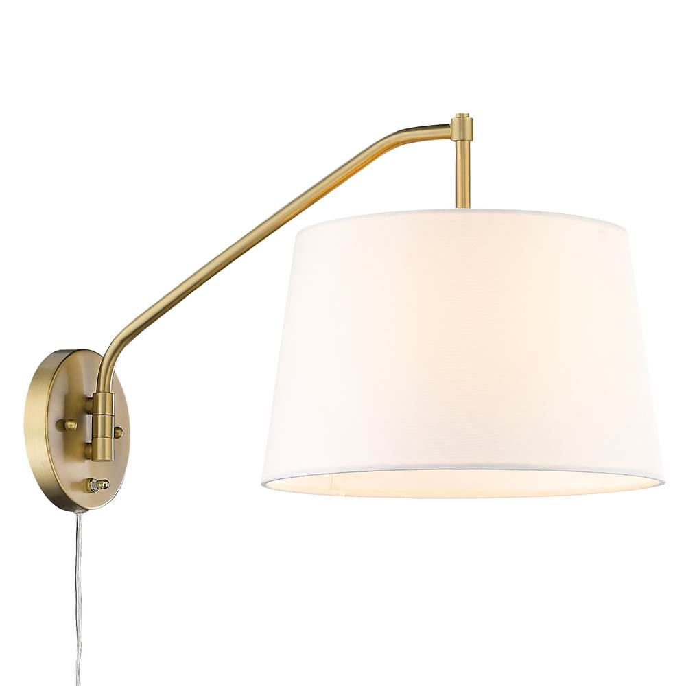 Golden Lighting Ryleigh Articulating Wall Sconce in Brushed Champagne Bronze with Modern White Shade