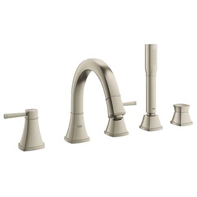 Grohe 5-Hole 2-Handle Deck Mount Roman Tub Faucet with 1.75 GPM Hand Shower