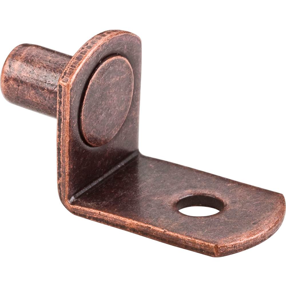 Hardware Resources Antique Copper 1/4'' Pin Angled Shelf Support with 3/4'' Arm and 1/8'' Hole - Priced and Sold by the Thousand