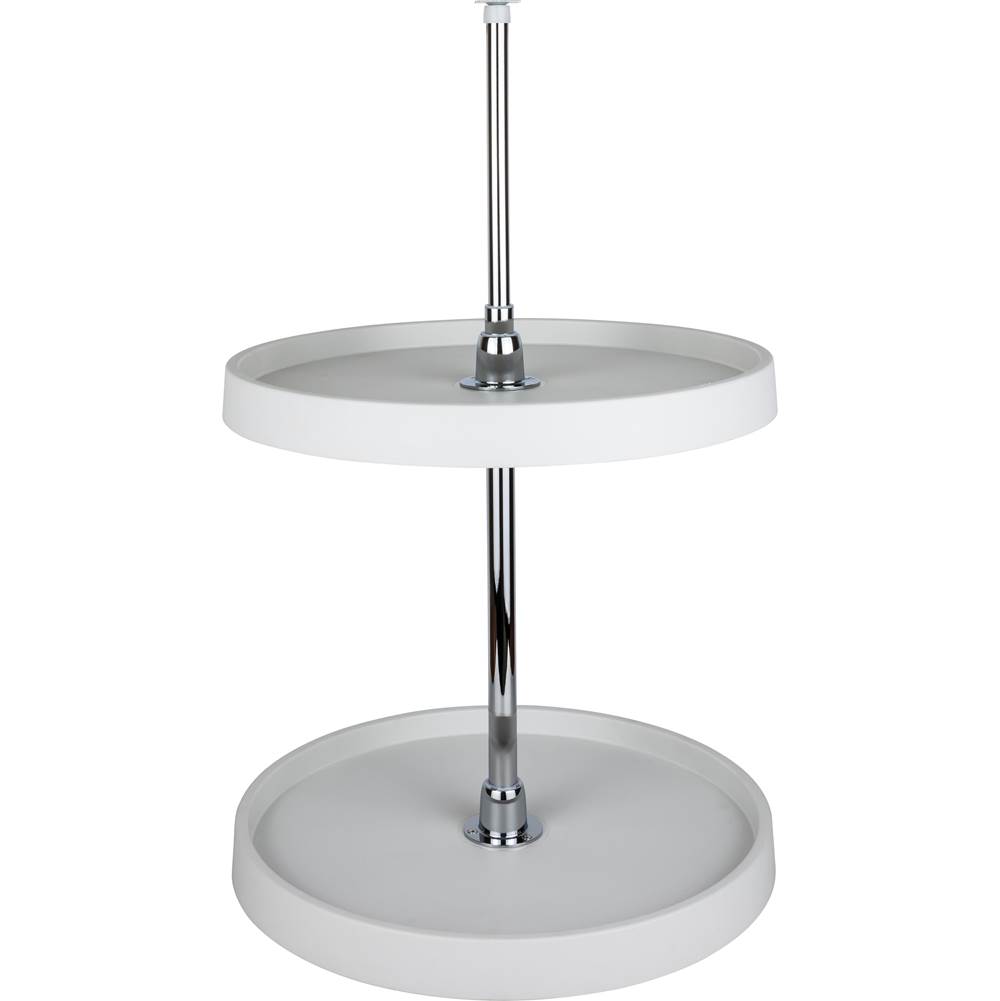 Hardware Resources 24'' Round Two-Shelf Plastic Lazy Susan Set with Chrome Hubs