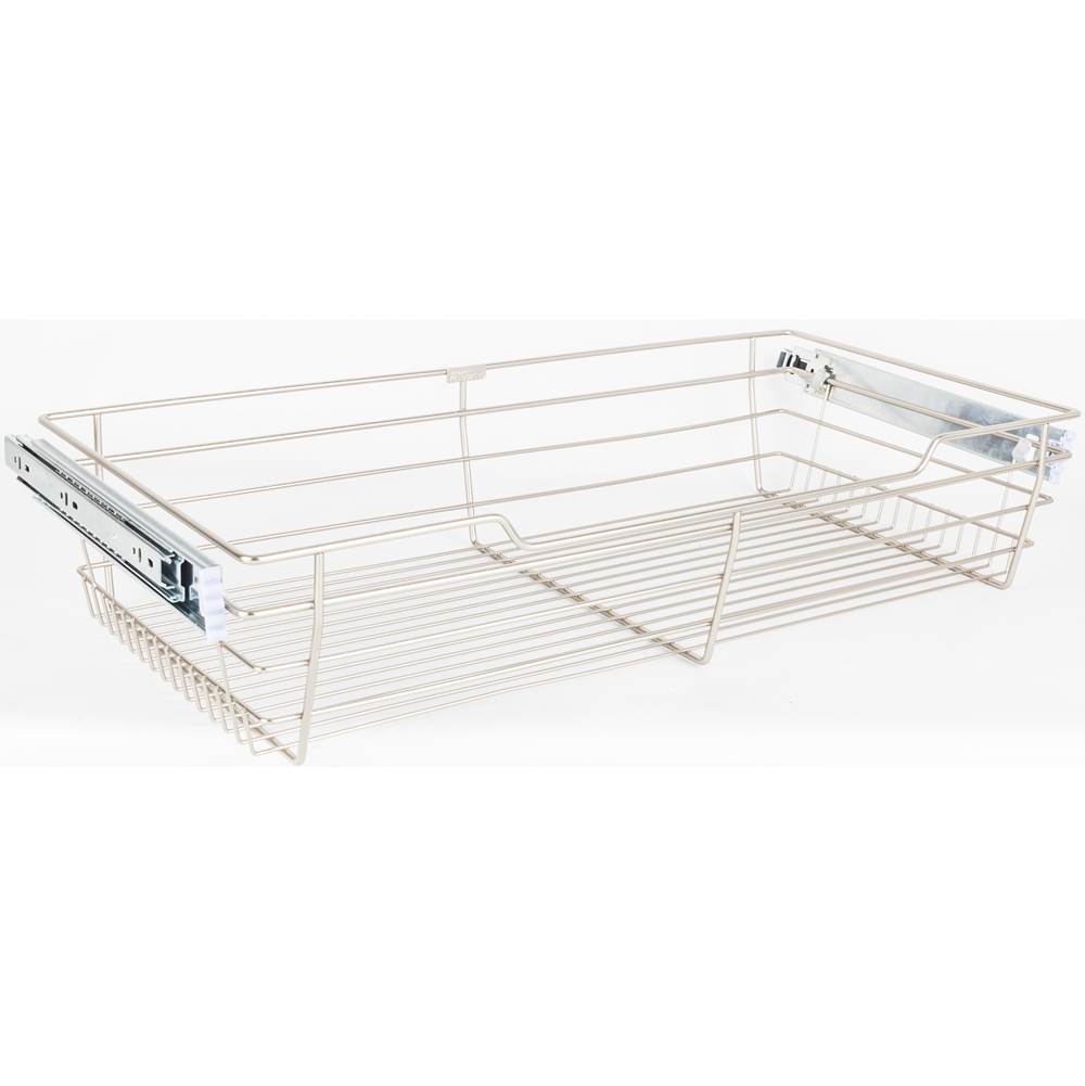 Hardware Resources Satin Nickel Closet Pullout Basket with Slides 14''D x 23''W x 6''H