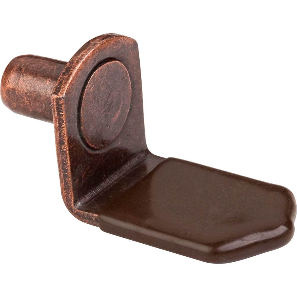 Hardware Resources Antique Copper 1/4'' Pin Angled Shelf Support with 3/4'' Arm and Brown Plastic Sleeve - Priced and Sold by the Thousand