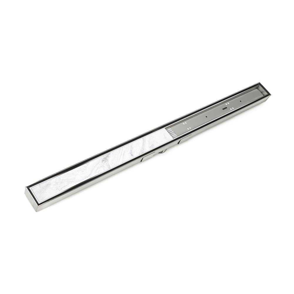Infinity Drain 72'' S-Stainless Steel Series Complete Kit with Low Profile Tile Insert Frame in Polished Stainless