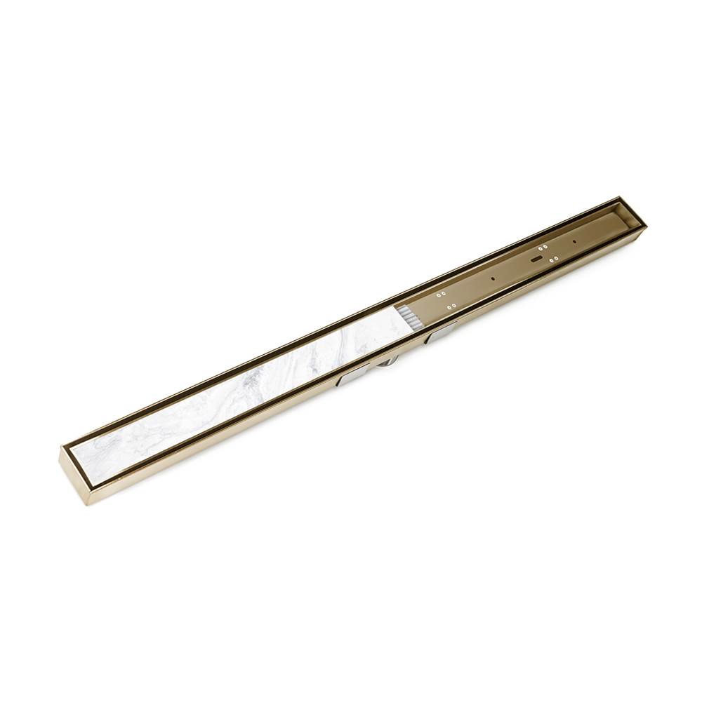 Infinity Drain 72'' S-Stainless Steel Series Complete Kit with Low Profile Tile Insert Frame in Satin Bronze