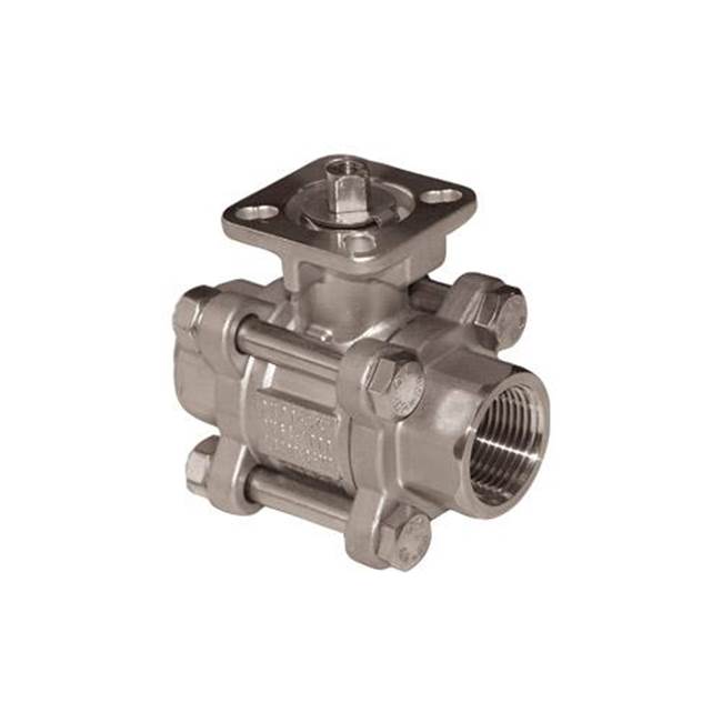 Jomar International LTD Stainless Steel, 3 Piece 4 Bolt, Full Port, Threaded Connection, 1000 Wog With Iso Mounting Pad 2''