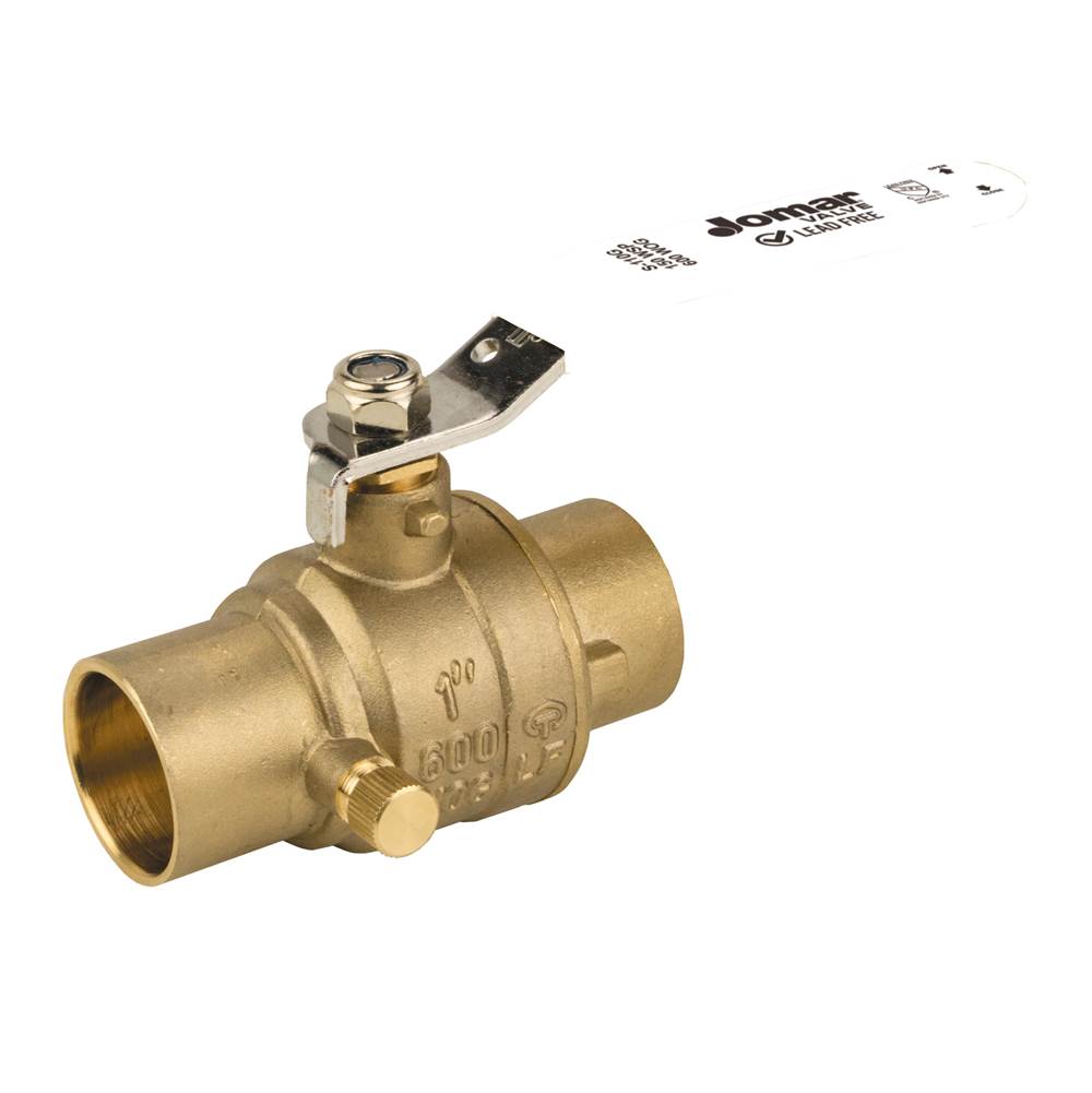 Jomar International LTD Full Port, 2 Piece, Solder Connection, 600 Wog, Stainless Steel Ball And Stem With Drain 3/4''