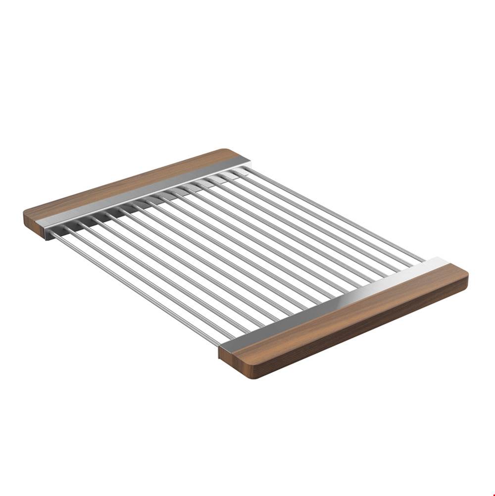 Home Refinements by Julien Drying Rack For Fira Sink W/Ledge, Walnut Handles, 12X17-1/4X3/4