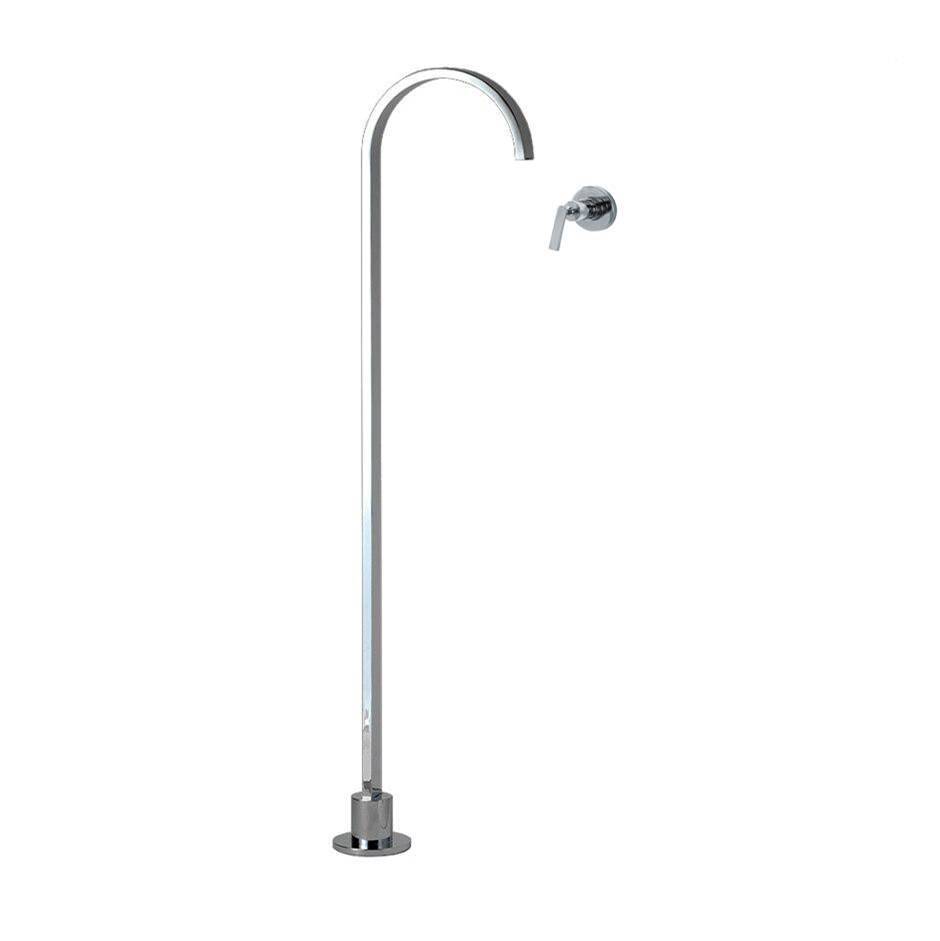 Lacava Floor-standing spout and wall-mount mixer with lever handle. Includes rough-in and trim. Water flow rate: 4.2 gpm at 60 psi