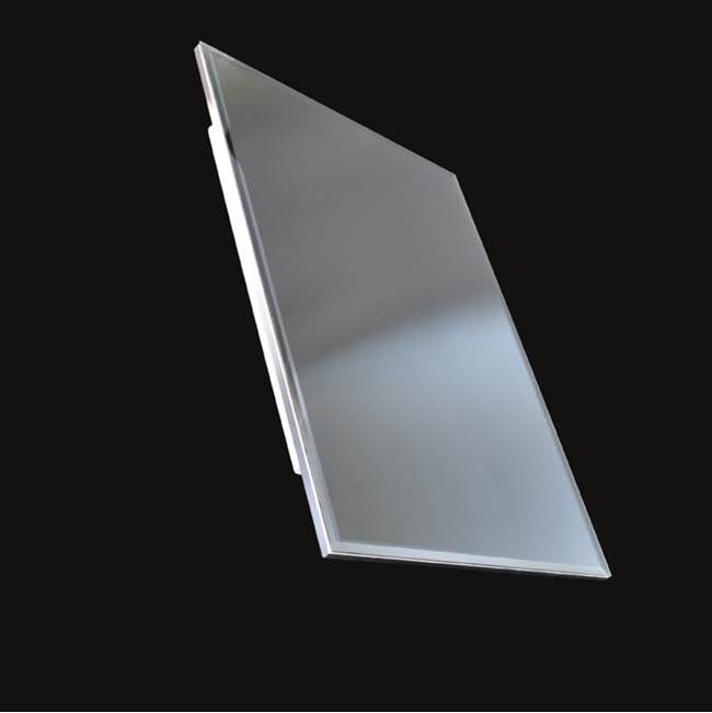 Lacava Wall- mount beveled mirror with chrome edges and LED lights. W; 23'', H: 34'', D: 1''.