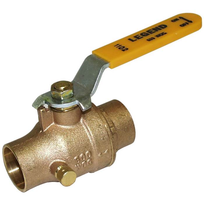 Legend Valve 1'' S-1102NL No Lead Forged Brass Full Port Ball Valve with Drain