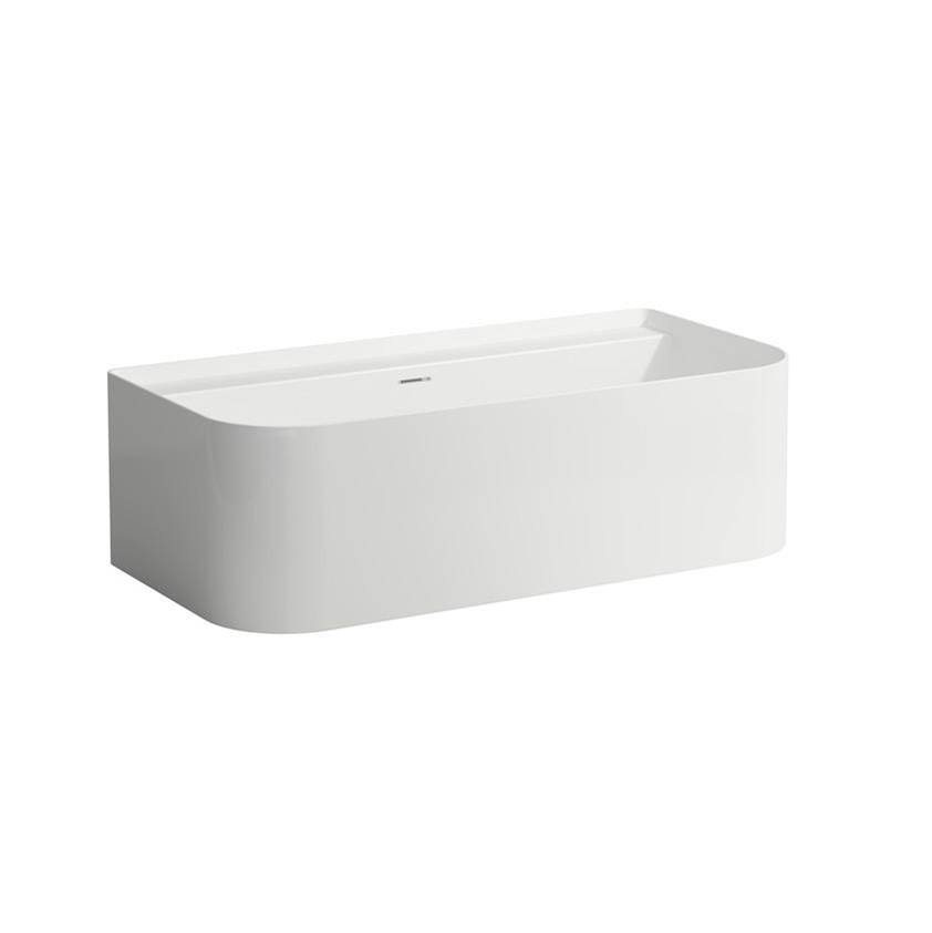 Laufen Bathtub, with wall connection at the back, solid surface material Sentec, with integrated overflow, Matte Satin Finish