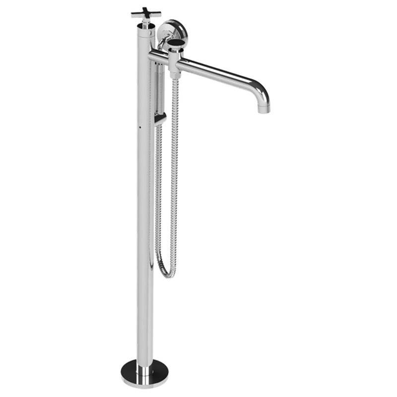 Lefroy Brooks Fleetwood Cross Handle Single Leg Bath/Shower Mixer With Metal Hand Shower Trim To Suit R1-4210 Rough, Brushed Nickel