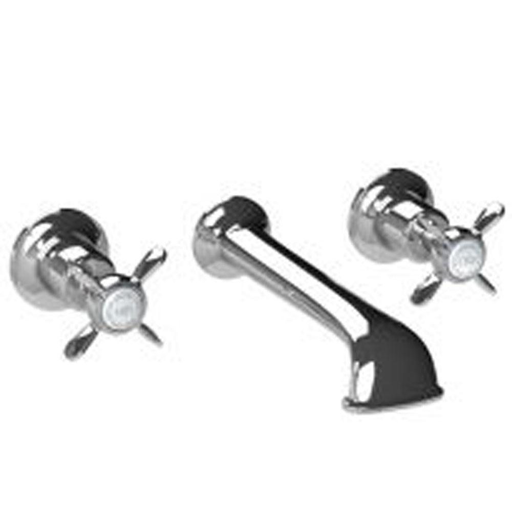 Lefroy Brooks Classic Cross Handle Wall Mounted Basin Mixer Trim To Suit R1-4028 Rough, Silver Nickel