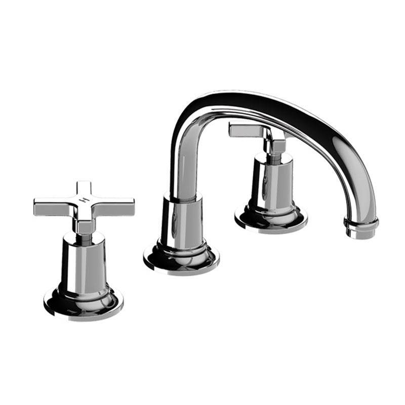 Lefroy Brooks Fleetwood Cross Handle 3-Hole Basin Mixer With Low-Level Spout, Silver Nickel