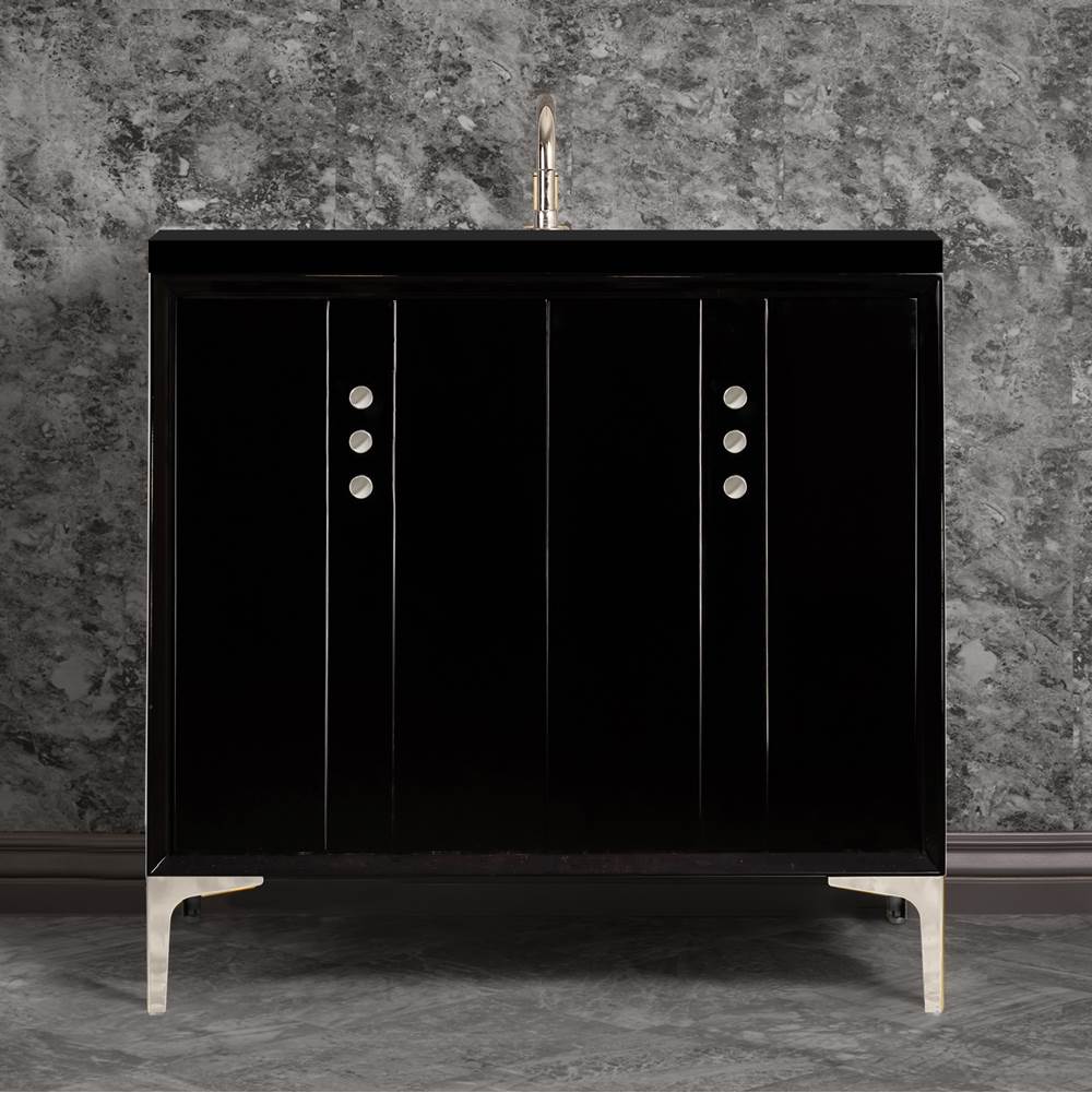 Linkasink Tuxedo 36'' Wide Black Vanity with Polished Nickel Buttons and Hardware, 36'' x 22'' x 33.5'' (without vanity top)