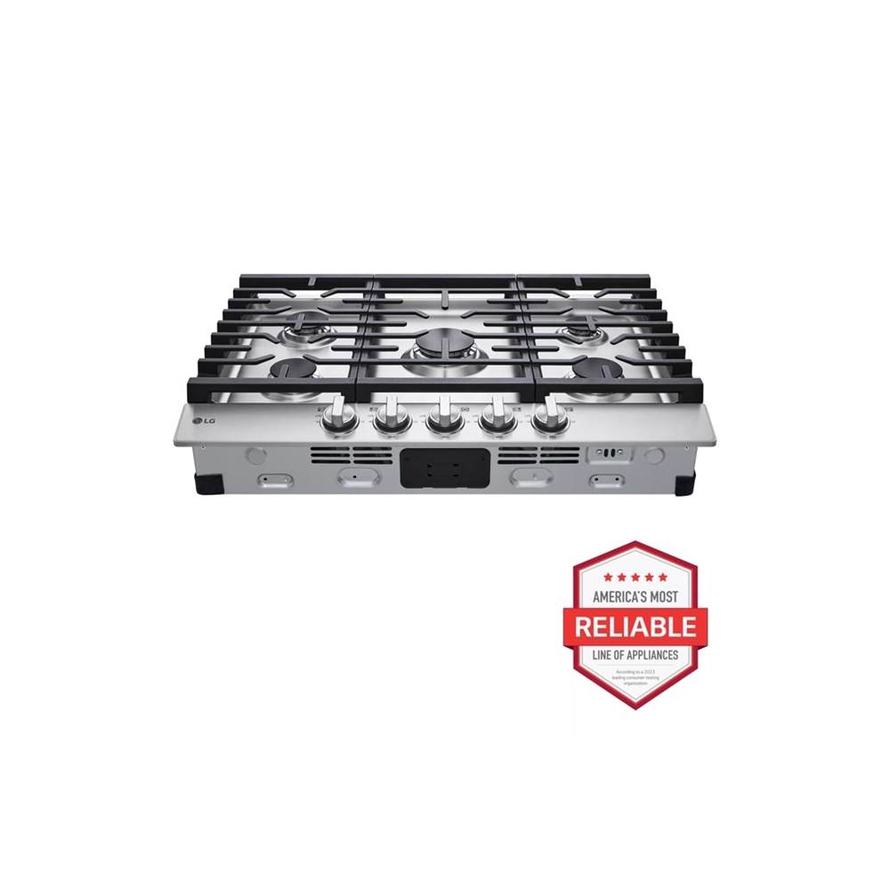 LG Appliances 30'' Gas Cooktop 20K BTU, EasyClean® Cooktop, Stainless Steel