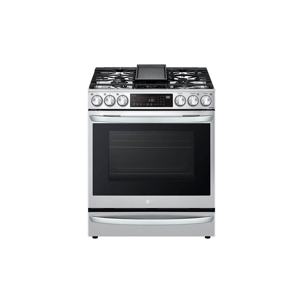 LG Appliances 6.3 cu.ft. Gas Single Oven Slide-in Range, Instaview, Air Fry, ProBake Convection, Printproof Stainless Steel