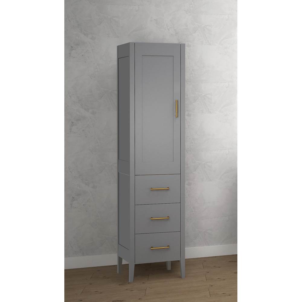 Madeli 18''W Encore Linen Cabinet, Studio Grey. Free Standing, Right-Hinged. Non-Handed, No Handles, 18'' X 18'' X 76''