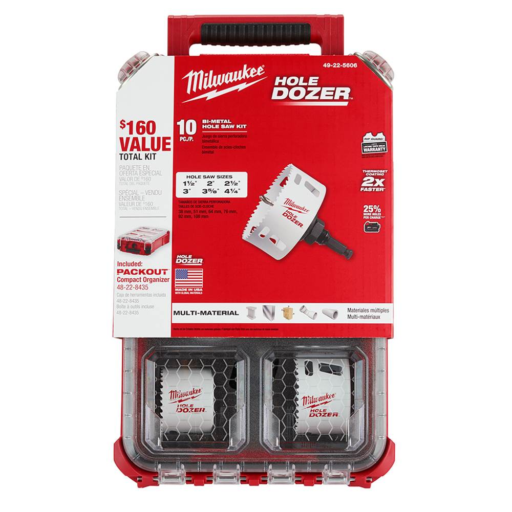 Milwaukee Tool 10 Pc. Hole Dozer(Tm) Hole Saw Kit W/ Packout(Tm) Compact Organizer