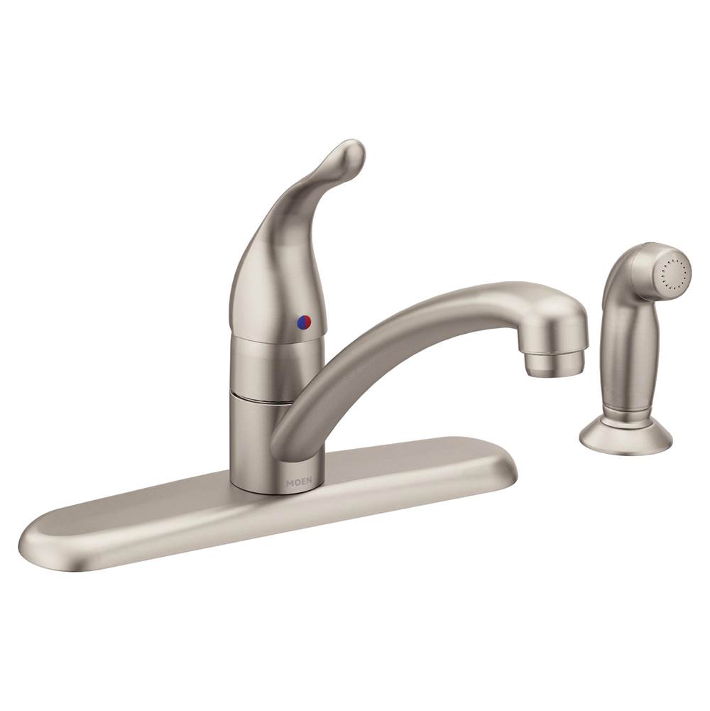 Moen Chateau One-Handle Low-Arc Kitchen Faucet with Side Sprayer, Spot Resist Stainless