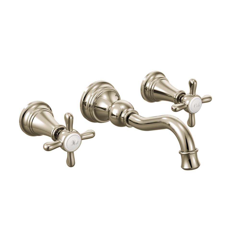 Moen Weymouth 2-Handle Wall Mount High-Arc Bathroom Faucet in Nickel (Valve Sold Separately)