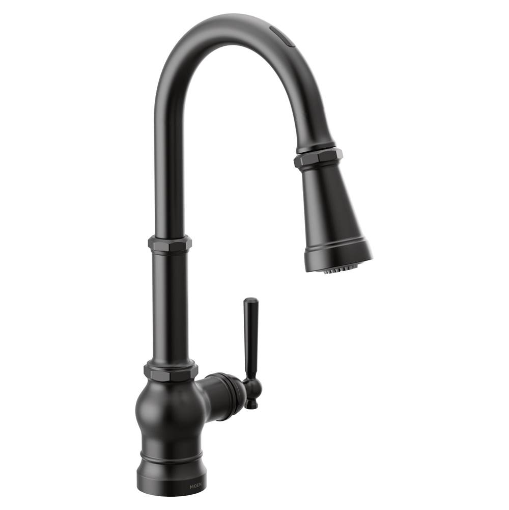 Moen Paterson Smart Faucet Touchless Pull Down Sprayer Kitchen Faucet with Voice Control and Power Boost, Matte Black