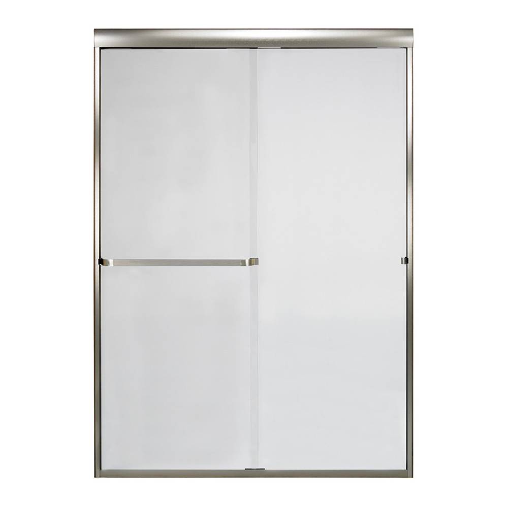 Mustee And Sons Frameless Bypass Door with Clear Glass, 60'', Brushed Nickel