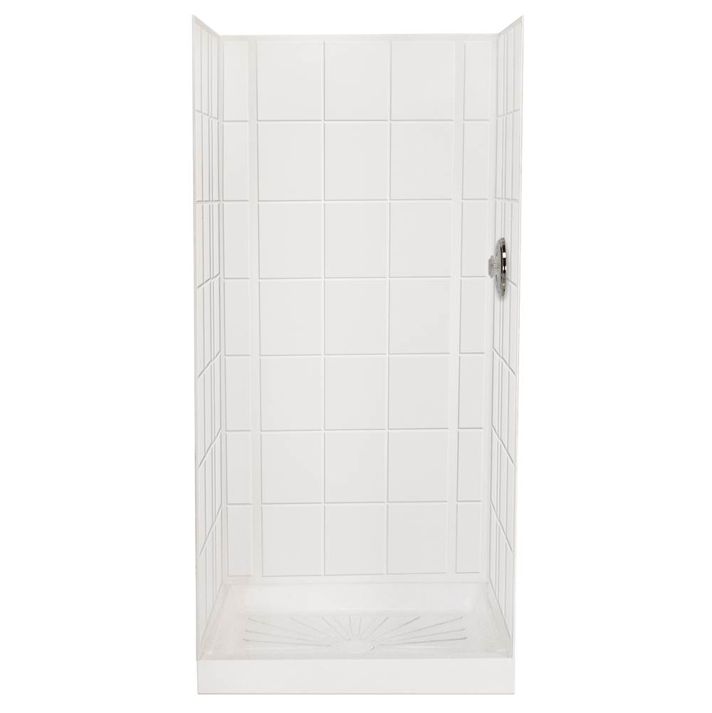 Mustee And Sons Varistone Tile Shower and Bathtub Wall, White