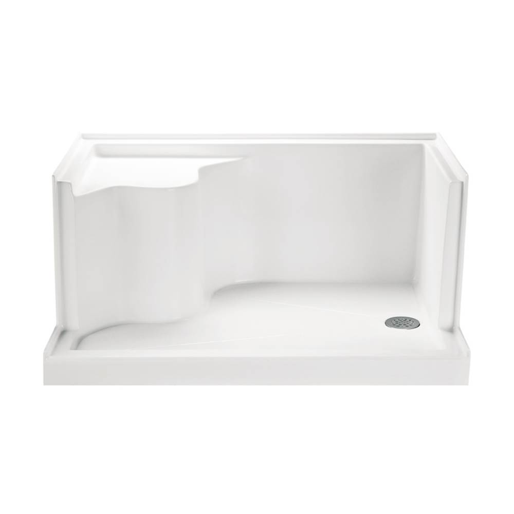 MTI Baths 6032 Acrylic Cxl Rh Drain Integral Seat/Tile Flange - Biscuit